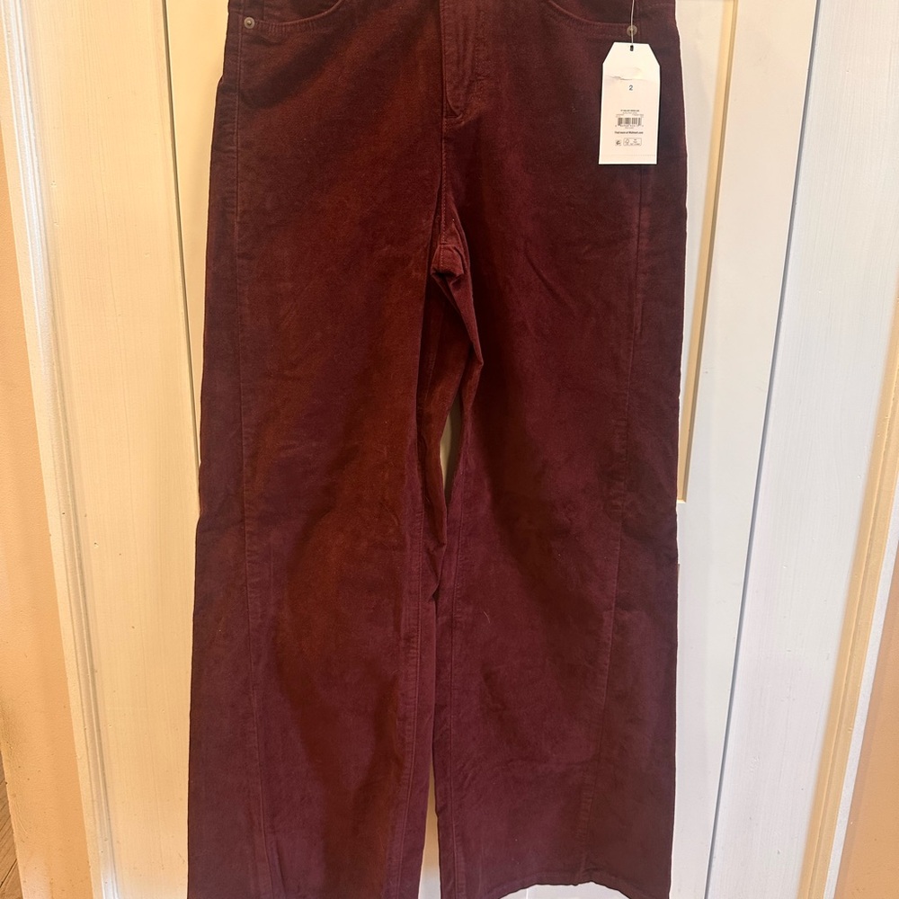 Time and Tru Women's Wide Leg Pants - Burgundy